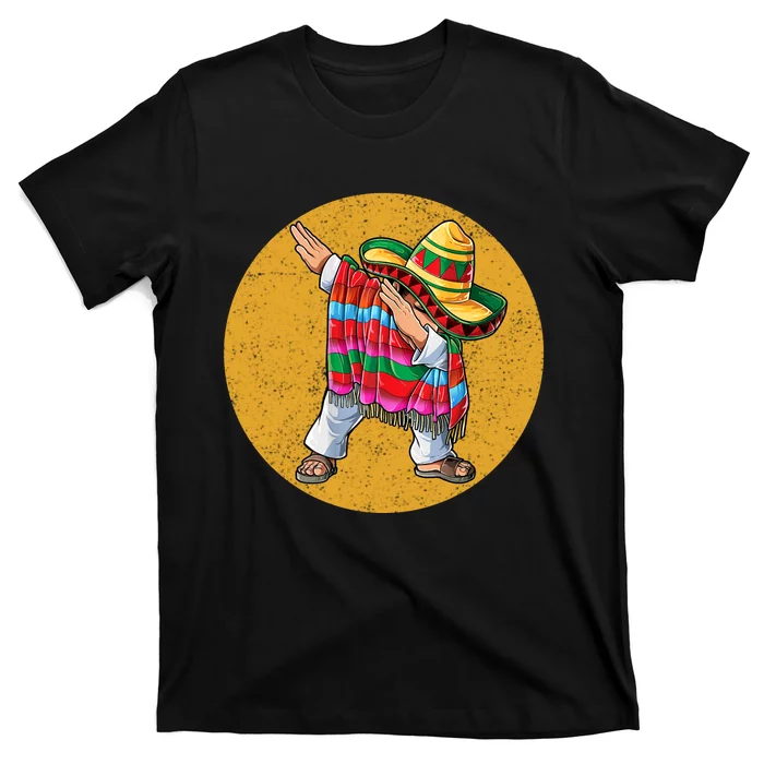 Dabbing Mexican Poncho Cinco De Mayo Retro Vintage T-Shirt