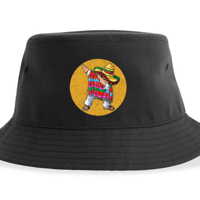 Dabbing Mexican Poncho Cinco De Mayo Retro Vintage Sustainable Bucket Hat