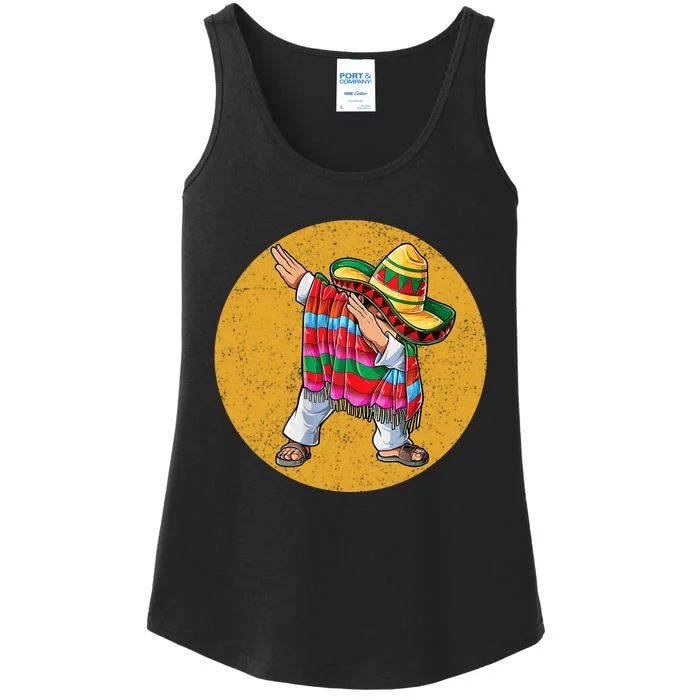 Dabbing Mexican Poncho Cinco De Mayo Retro Vintage Ladies Essential Tank