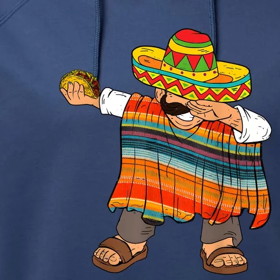 Dabbing Mexican Poncho Cinco De Mayo Men Sombrero Funny Dab Performance Fleece Hoodie