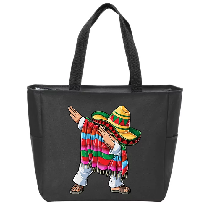 Dabbing Mexican Poncho Cinco De Mayo Boy Sombrero Dab Zip Tote Bag