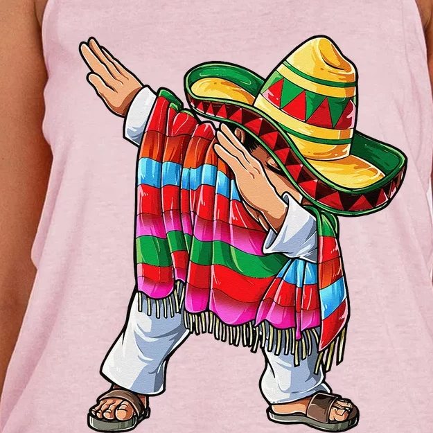 Dabbing Mexican Poncho Cinco De Mayo Sombrero Dab Women's Knotted Racerback Tank