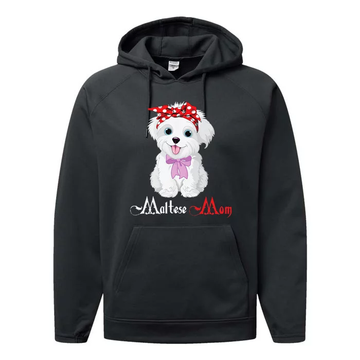 Dog Mama Puppy Mom Maltese Performance Fleece Hoodie