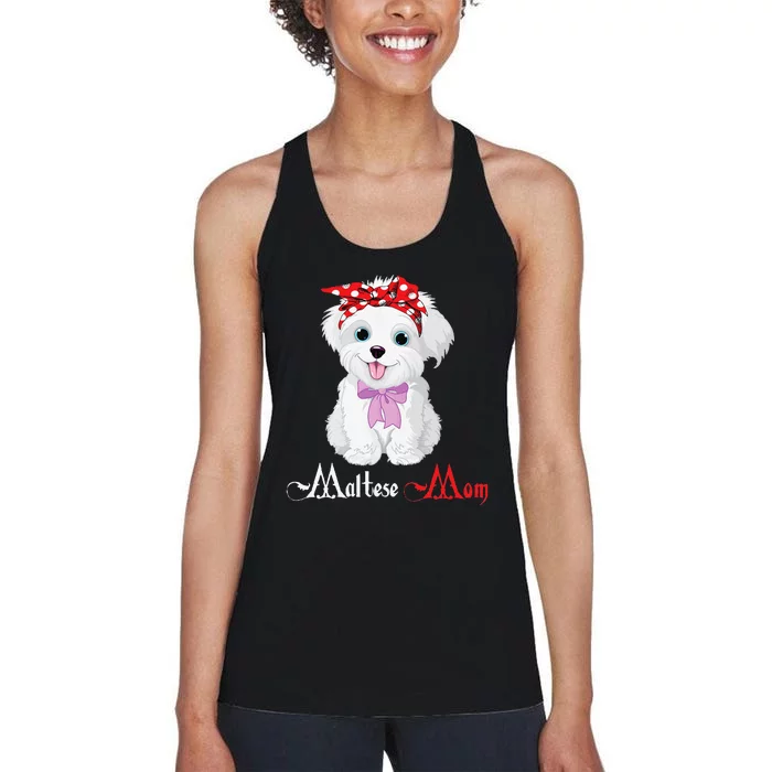 Dog Mama Puppy Mom Maltese Women's Racerback Tank