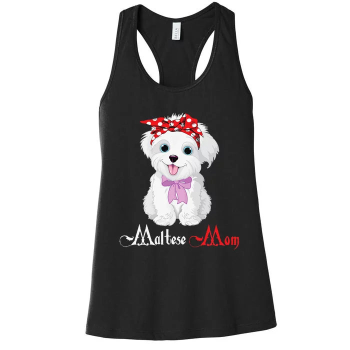 Dog Mama Puppy Mom Maltese Women's Racerback Tank