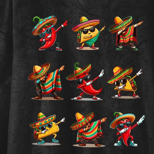 Dabbing Mexican Poncho Taco Cinco De Mayo Hooded Wearable Blanket