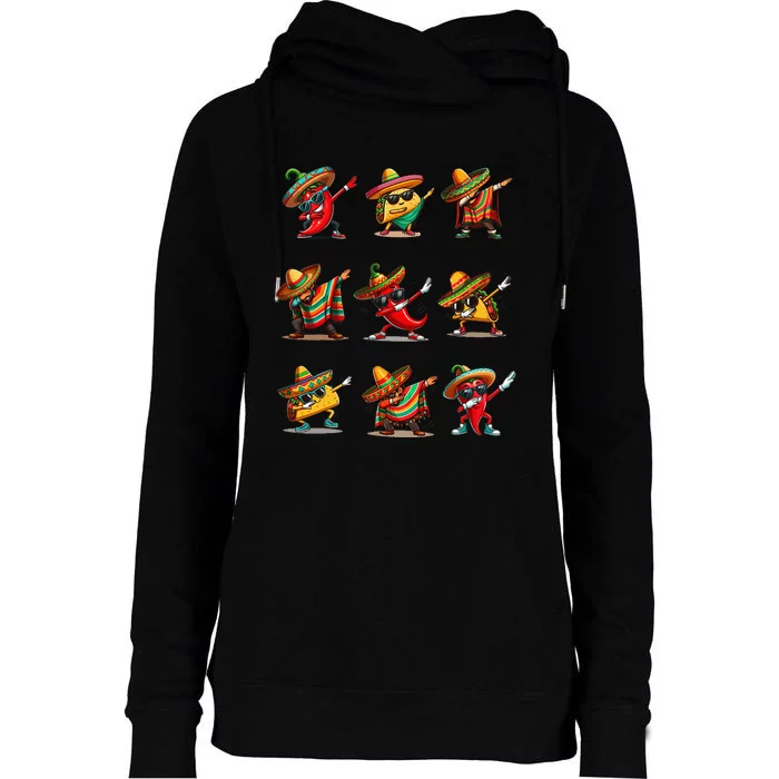 Dabbing Mexican Poncho Taco Cinco De Mayo Womens Funnel Neck Pullover Hood