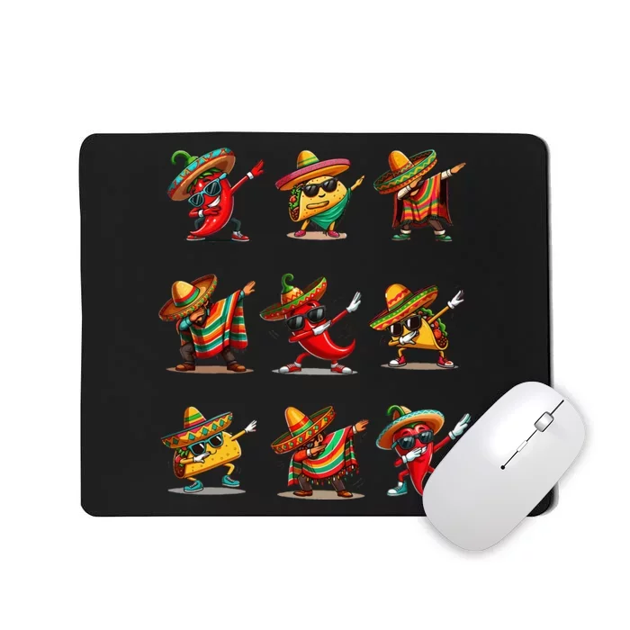 Dabbing Mexican Poncho Taco Cinco De Mayo Mousepad