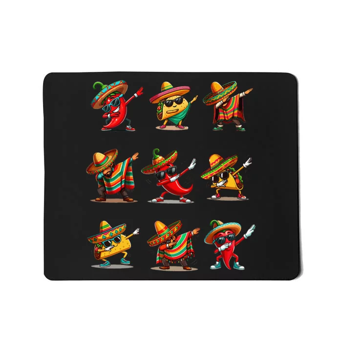 Dabbing Mexican Poncho Taco Cinco De Mayo Mousepad