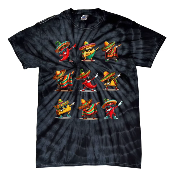 Dabbing Mexican Poncho Taco Cinco De Mayo Tie-Dye T-Shirt