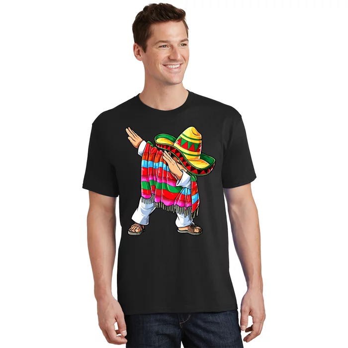 Dabbing Mexican Poncho Cinco De Mayo Boy Short Sleeve Sombrero Dab T-Shirt