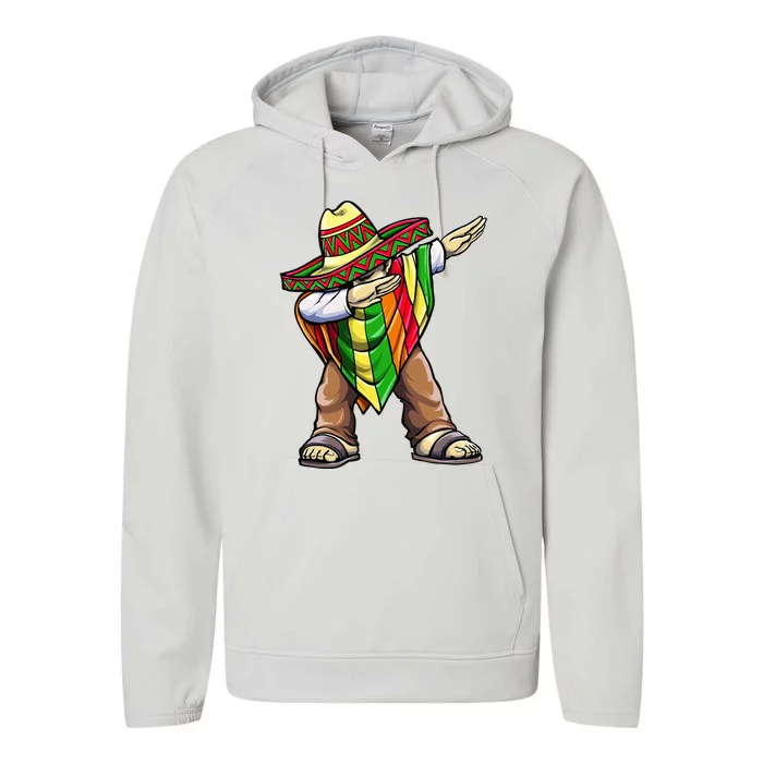 Dabbing Mexican Poncho Cinco de Mayo Performance Fleece Hoodie