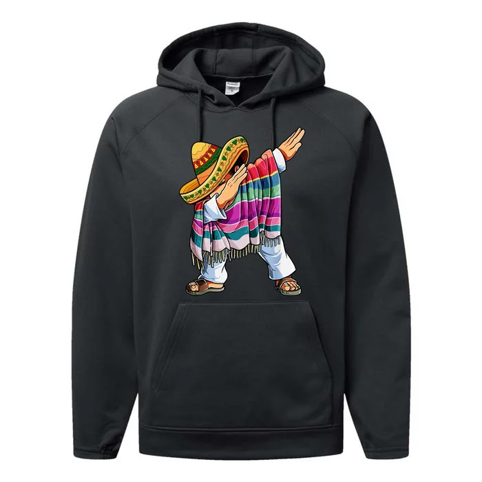 Dabbing Mexican Poncho 5 Cinco De Mayo Sombrero Dab Performance Fleece Hoodie