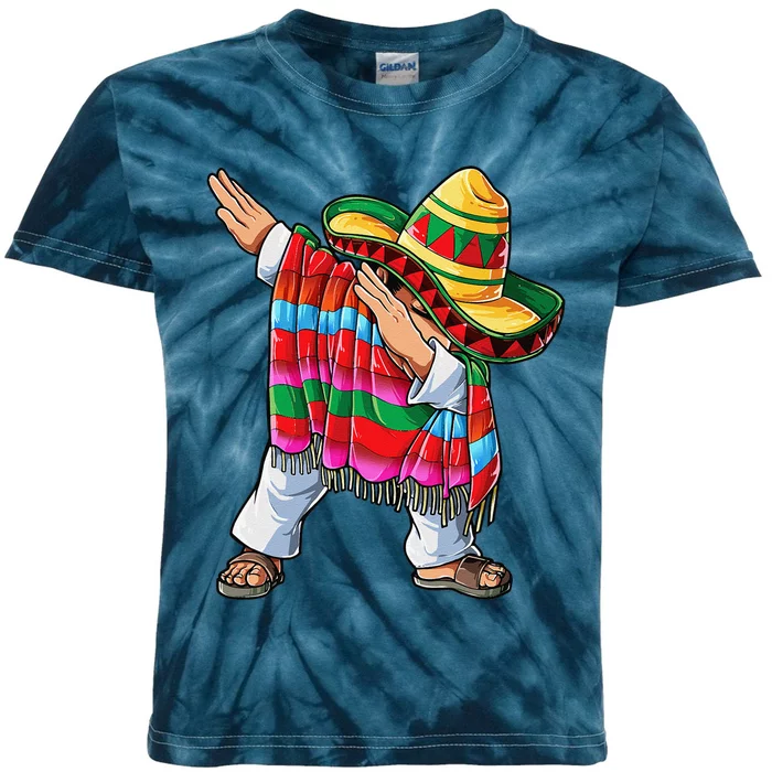 Dabbing Mexican Poncho Cinco De Mayo Sombrero Dab Kids Tie-Dye T-Shirt