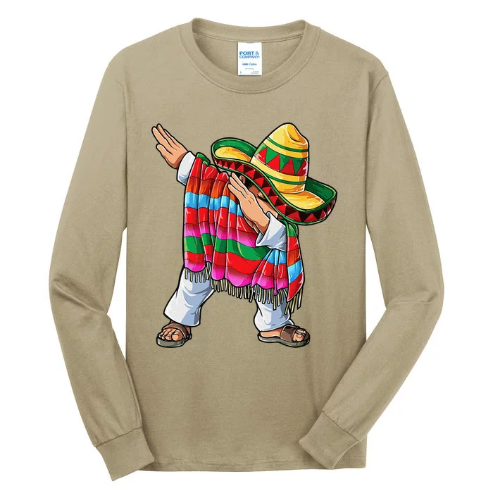 Dabbing Mexican Poncho Cinco De Mayo Sombrero Dab Tall Long Sleeve T-Shirt