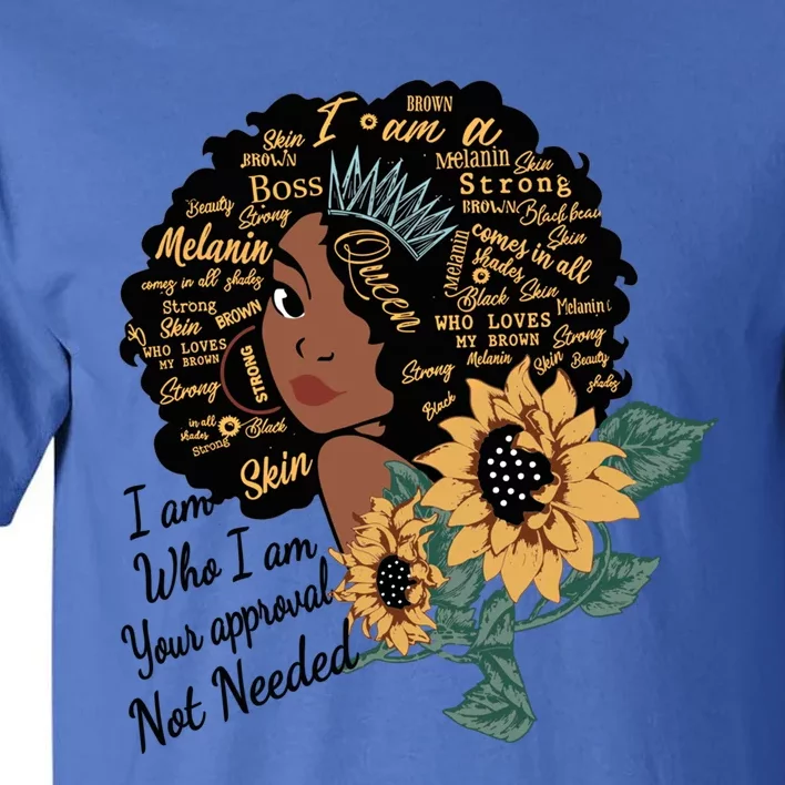 Dope Melanin Queen Sunflower Graphic Black Mom Afro America Cool Gift Tall T-Shirt