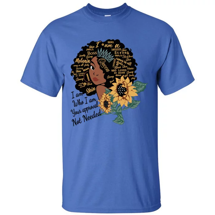 Dope Melanin Queen Sunflower Graphic Black Mom Afro America Cool Gift Tall T-Shirt