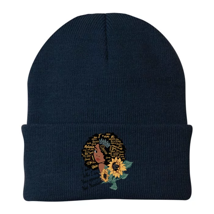 Dope Melanin Queen Sunflower Graphic Black Mom Afro America Cool Gift Knit Cap Winter Beanie