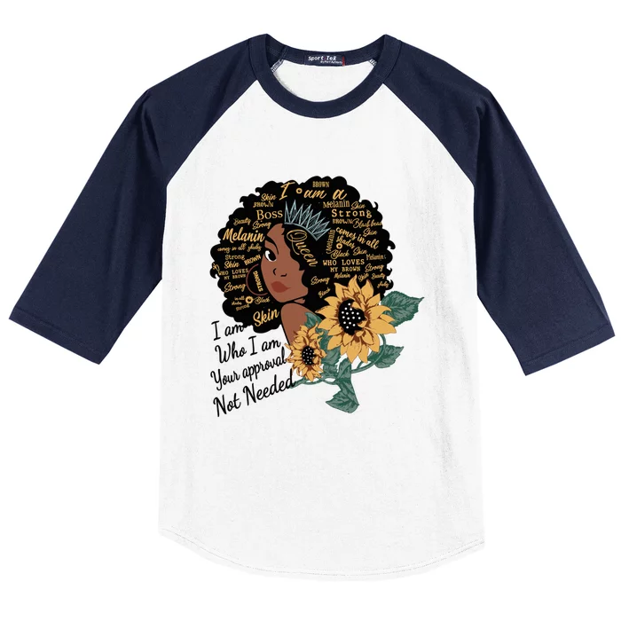 Dope Melanin Queen Sunflower Graphic Black Mom Afro America Gift Baseball Sleeve Shirt