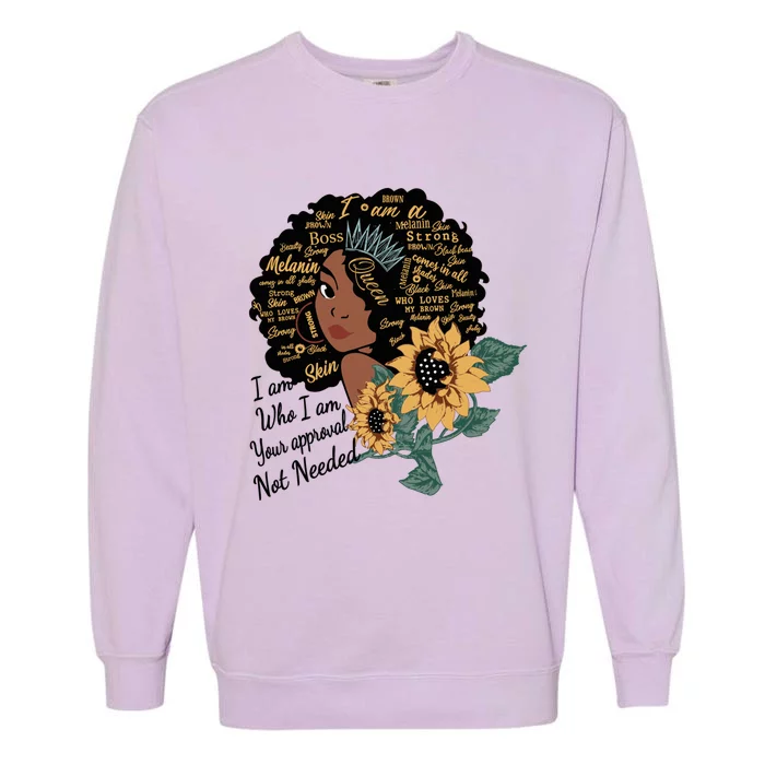 Dope Melanin Queen Sunflower Graphic Black Mom Afro America Gift Garment-Dyed Sweatshirt