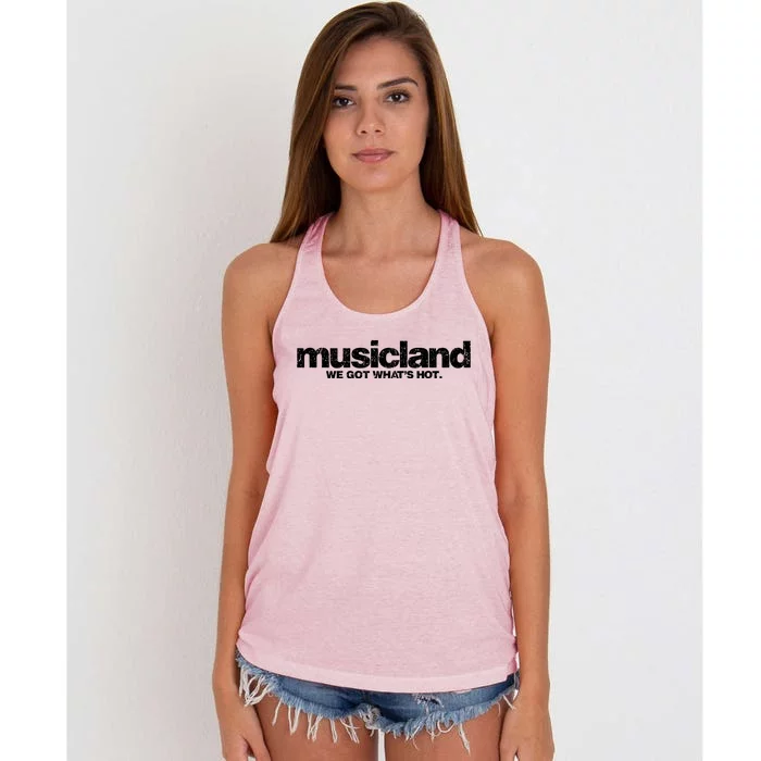 Defunct Musicland Rustic Style Women's Knotted Racerback Tank