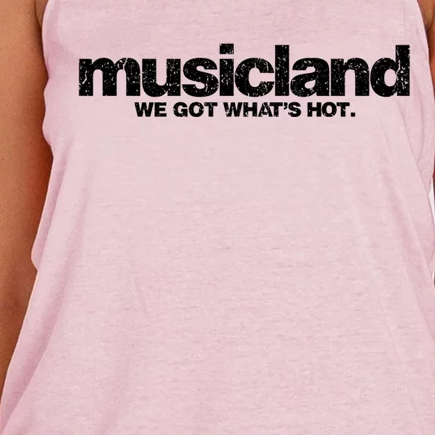 Defunct Musicland Rustic Style Women's Knotted Racerback Tank