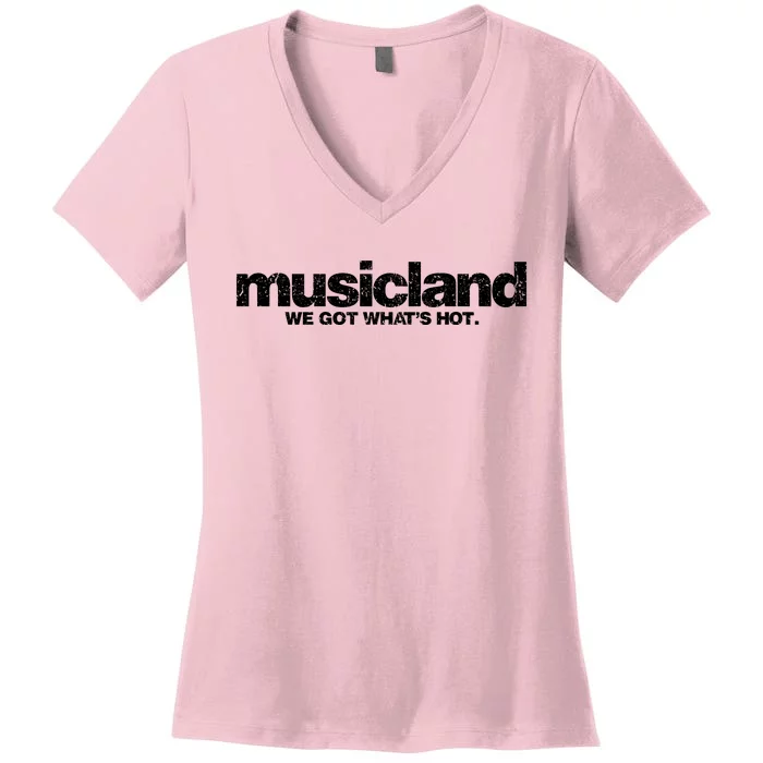 Defunct Musicland Rustic Style Women's V-Neck T-Shirt