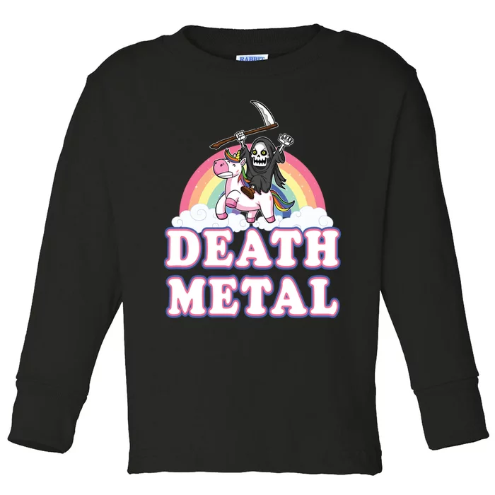 Death Metal Rainbow Funny Grim Reaper Unicorn Hoodie Gift Toddler Long Sleeve Shirt