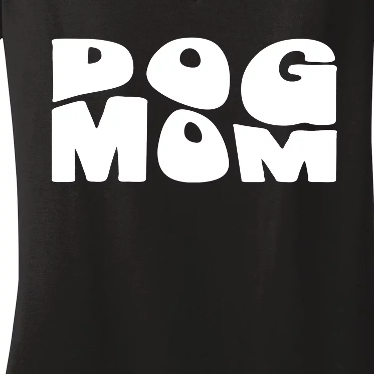 Dog Mom Retro Groovy Funny Pod Women's V-Neck T-Shirt