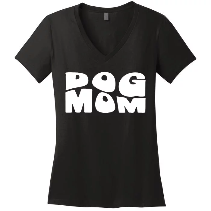 Dog Mom Retro Groovy Funny Pod Women's V-Neck T-Shirt