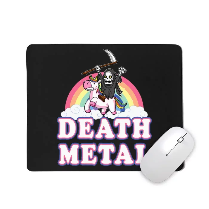 Death Metal Rock Music Rainbow Grim Reaper Riding Unicorn Mousepad