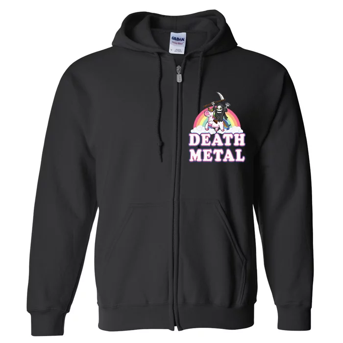 Death Metal Rock Music Rainbow Grim Reaper Riding Unicorn Full Zip Hoodie