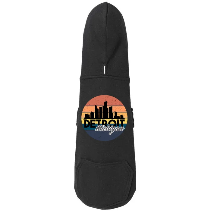 Detroit Michigan Retro Skyline Doggie 3-End Fleece Hoodie