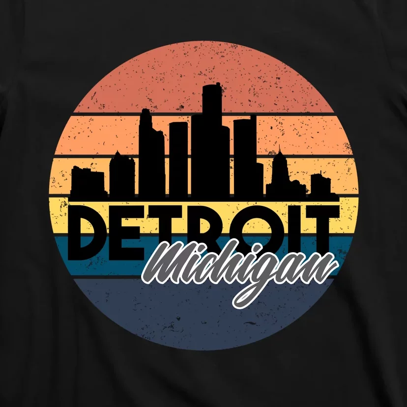 Detroit Michigan Retro Skyline T-Shirt