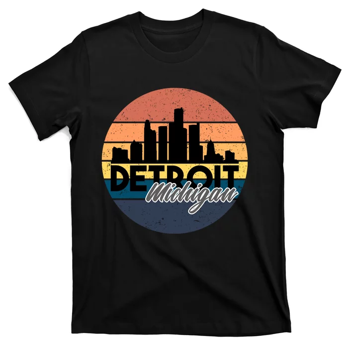 Detroit Michigan Retro Skyline T-Shirt