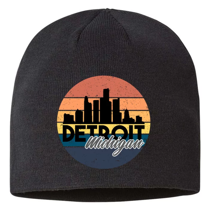 Detroit Michigan Retro Skyline 8 1/2in Sustainable Knit Beanie