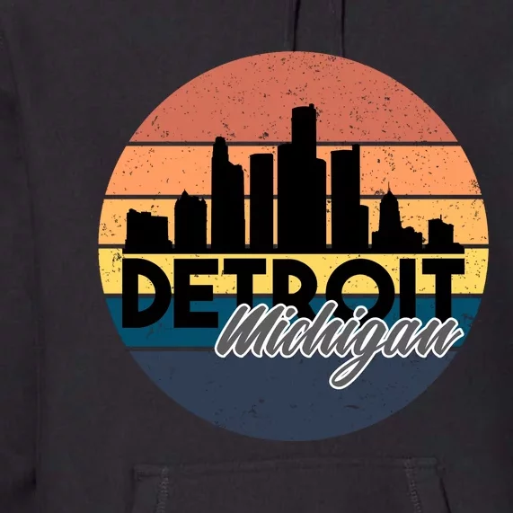 Detroit Michigan Retro Skyline Premium Hoodie