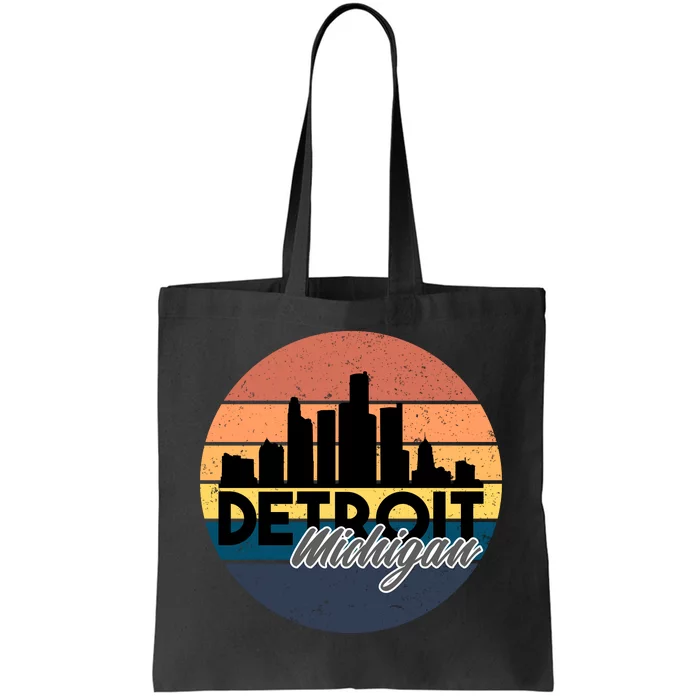 Detroit Michigan Retro Skyline Tote Bag