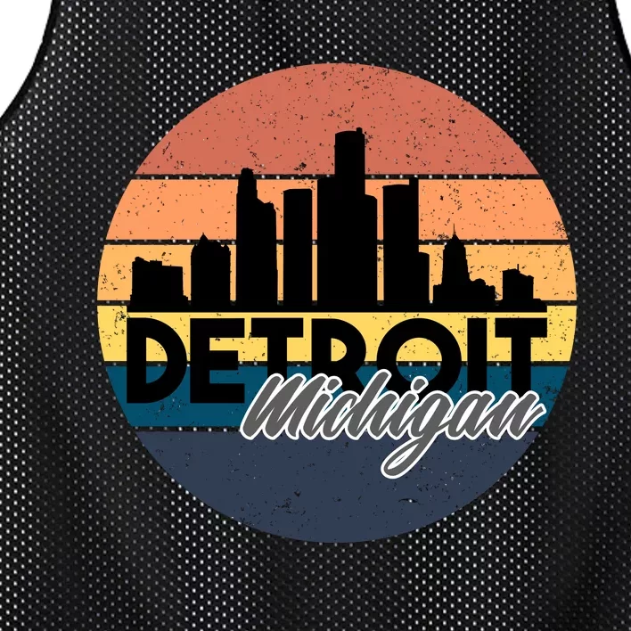 Detroit Michigan Retro Skyline Mesh Reversible Basketball Jersey Tank