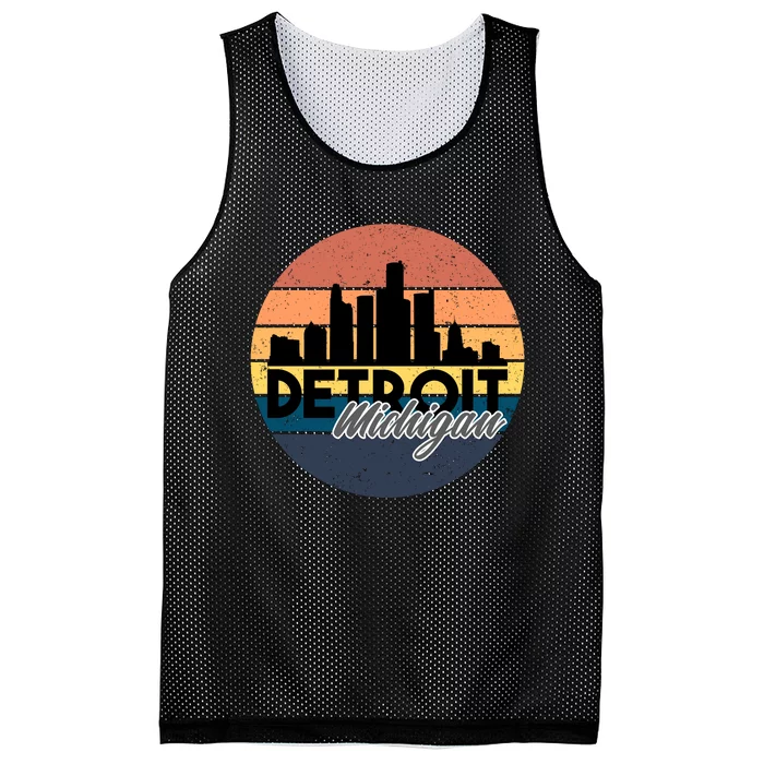 Detroit Michigan Retro Skyline Mesh Reversible Basketball Jersey Tank