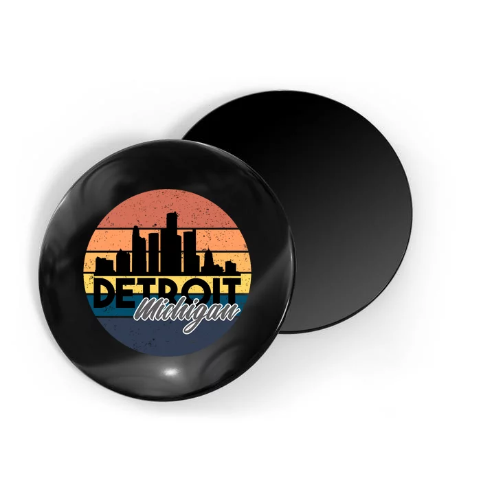 Detroit Michigan Retro Skyline Magnet