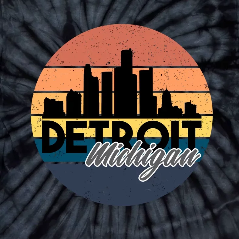 Detroit Michigan Retro Skyline Tie-Dye T-Shirt