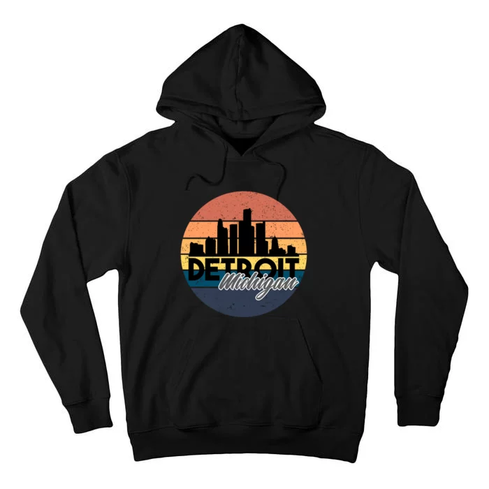 Detroit Michigan Retro Skyline Tall Hoodie