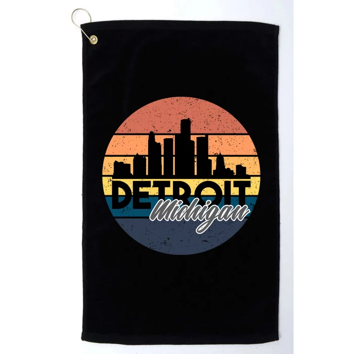 Detroit Michigan Retro Skyline Platinum Collection Golf Towel