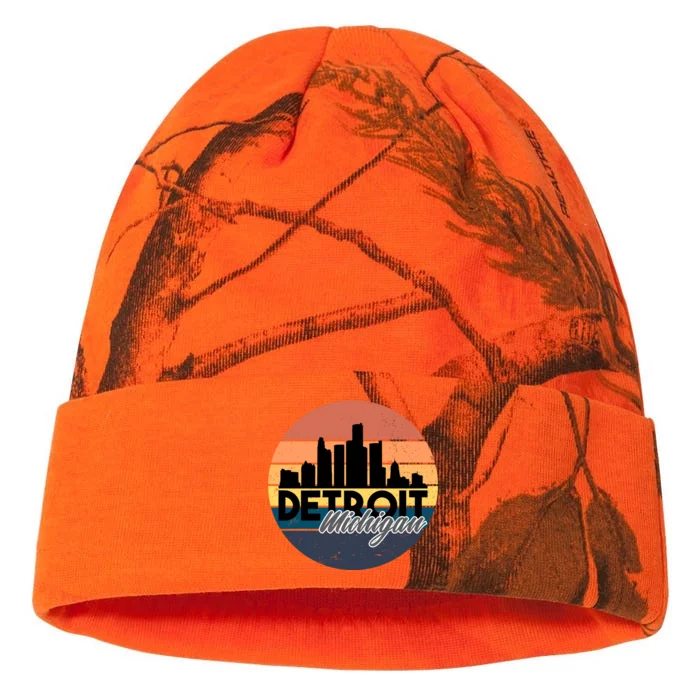 Detroit Michigan Retro Skyline Kati - 12in Camo Beanie