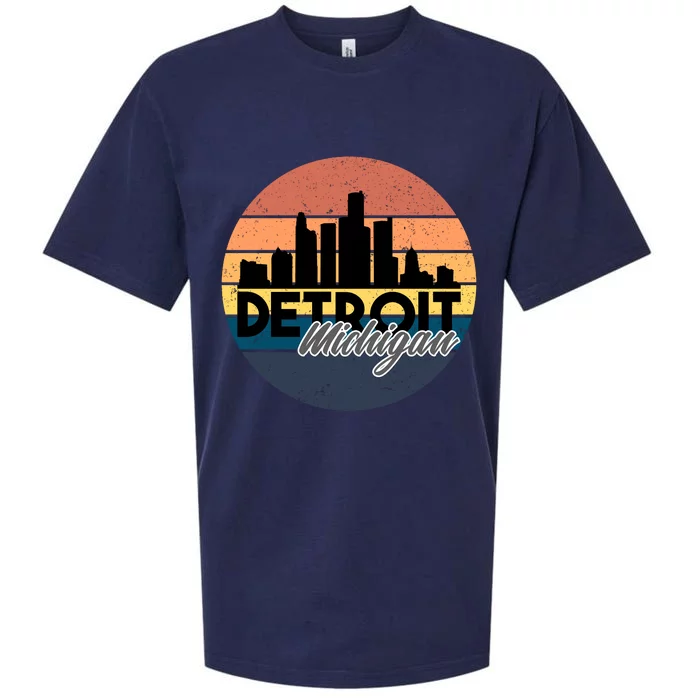 Detroit Michigan Retro Skyline Sueded Cloud Jersey T-Shirt