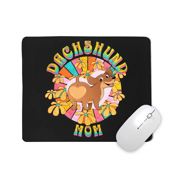 Dachshund Mom Retro Floral Wiener Dog Mousepad