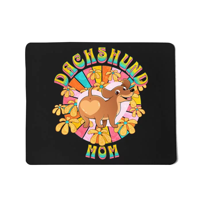 Dachshund Mom Retro Floral Wiener Dog Mousepad