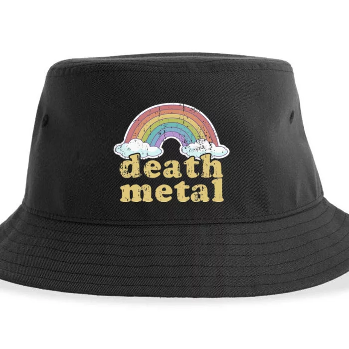 DEATH METAL Rainbow Funny Retro Vintage Love Music Metalhead Sustainable Bucket Hat