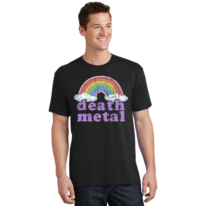 DEATH METAL Rainbow Funny Retro Vintage Love Music Metalhead T-Shirt